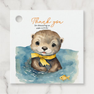 Baby Otter Baby Shower Gender Neutral Tack Gåvor Etiketter