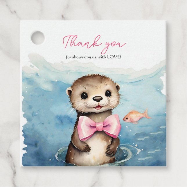 Baby Otter Baby Shower Tack Gåvor Etiketter (Framsida)