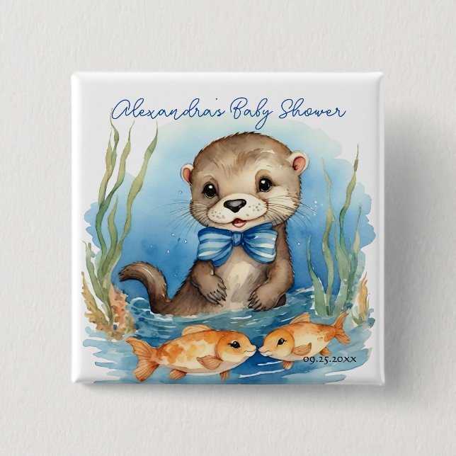Baby Otter Boy Baby Shower Knapp (Framsida)