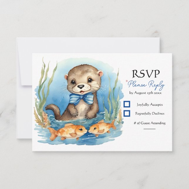 Baby Otter Boy Baby Shower OSA Kort (Framsida)