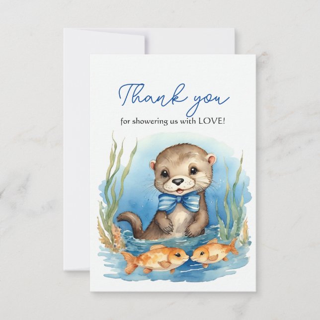 Baby Otter Boy Baby Shower Tack (Framsida)
