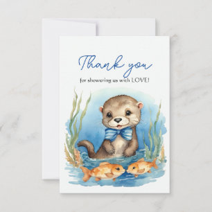 Baby Otter Boy Baby Shower Tack Kort