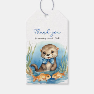 Baby Otter Boy Baby Shower Tack Presentetikett