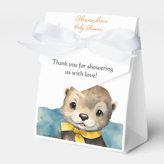 Baby Otter Gender Neutral Baby Shower Presentaskar (Framsidan Sidan)