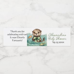 Baby Otter Gender Neutral Baby Shower Vattenflaskor Etikett