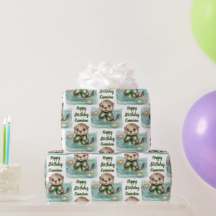 Baby Otter Gender Neutral Personlig Presentpapper