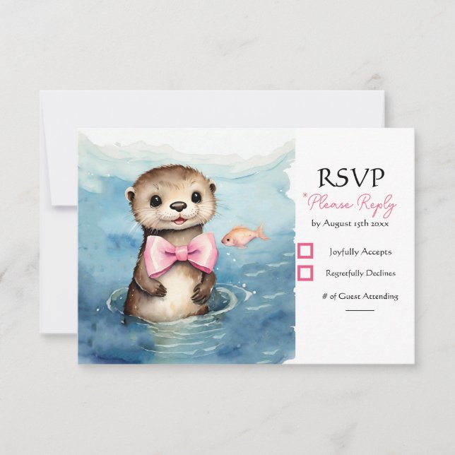 Baby Otter Girl Baby Shower OSA Kort (Framsida)