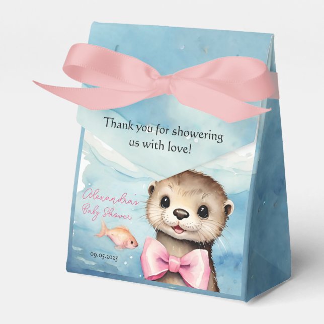 Baby Otter Girl Baby Shower Presentaskar (Framsidan Sidan)