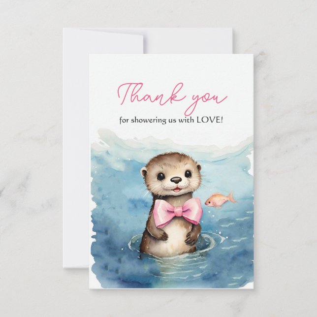 Baby Otter Girl Baby Shower Tack (Framsida)