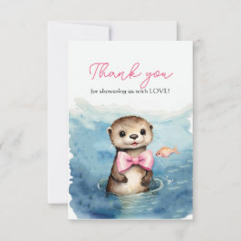 Baby Otter Girl Baby Shower Tack Kort