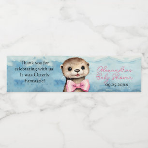 Baby Otter Girl Baby Shower Vattenflaskor Etikett