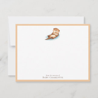 Baby Otter Nursery Note Card – Personalized Anteckningskort
