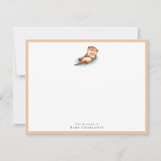 Baby Otter Nursery Note Card – Personalized Anteckningskort (Framsida)