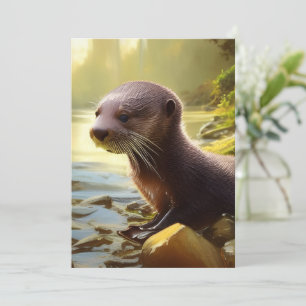 Baby Otter Wildlife Porträtt kort
