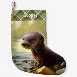 Baby Otter Wildlife Porträtt Personlig Liten Julstrumpa