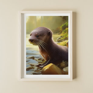 Baby Otter Wildlife Porträtt Poster