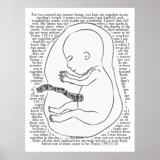Baby Outline with Psalm 139:13-16 Poster