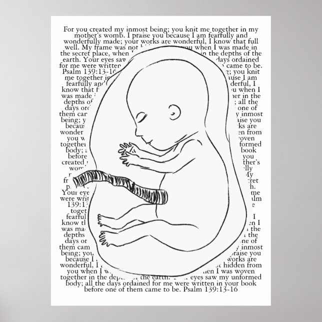 Baby Outline with Psalm 139:13-16  Poster (Framsidan)