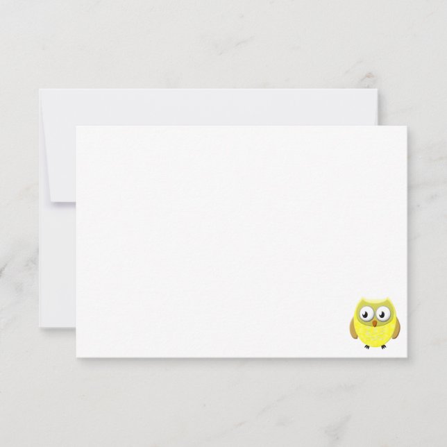 Baby Owl Cartoon Blank Anteckningskort (Framsida)