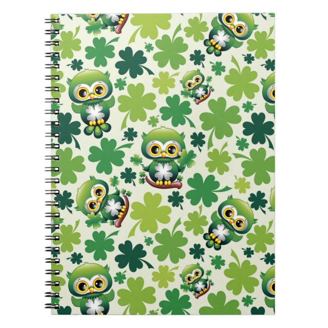 Baby Owl Cute St Patrick Cartoon Anteckningsbok (Framsidan)