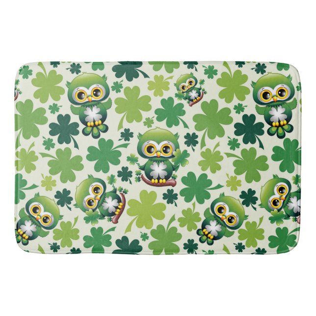 Baby Owl Cute St Patrick Cartoon Badrumsmatta (Framsidan)