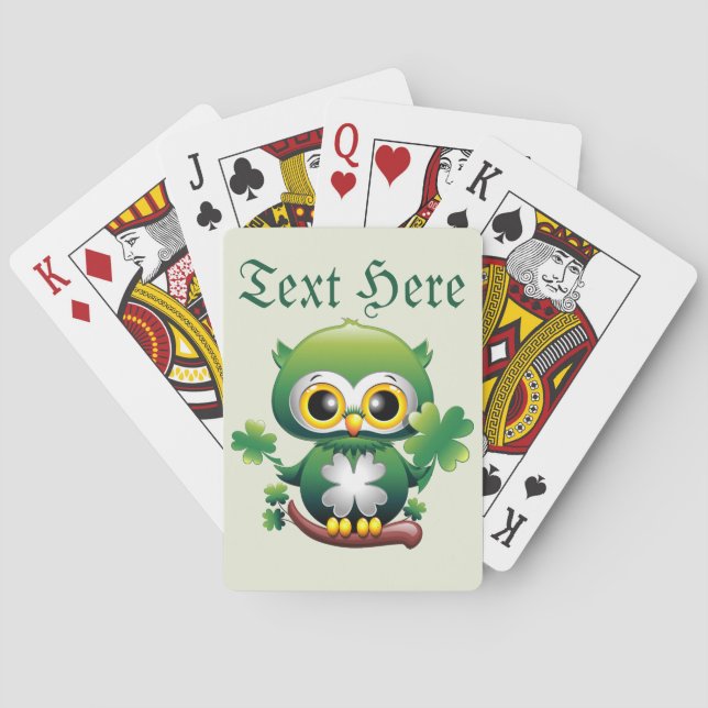 Baby Owl Cute St Patrick Cartoon Casinokort (Baksidan)