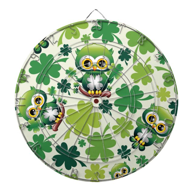 Baby Owl Cute St Patrick Cartoon Darttavla (Framsidan)