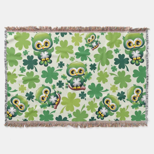 Baby Owl Cute St Patrick Cartoon Filt (Framsidan)