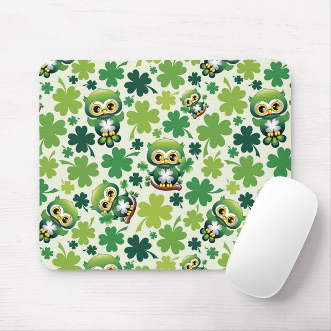 Baby Owl Cute St Patrick Cartoon Musmatta (Med mus)
