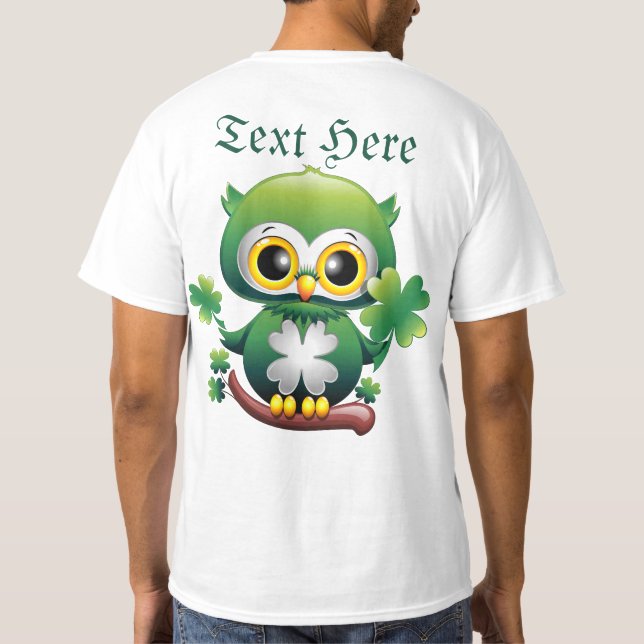 Baby Owl Cute St Patrick Cartoon T Shirt (Baksida)