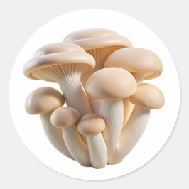 Baby Oyster Mushroom Plastic 3D - Glossy Round La Runt Klistermärke
