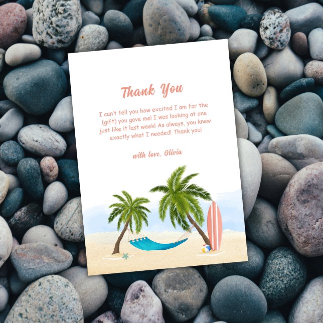 Baby på babydusch ombord på båge tack kort (Baby On Board Beach Surfing Baby Shower Thank You Card)