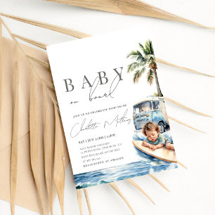 Baby på babyskor ombord, Surfa Beach Inbjudningar