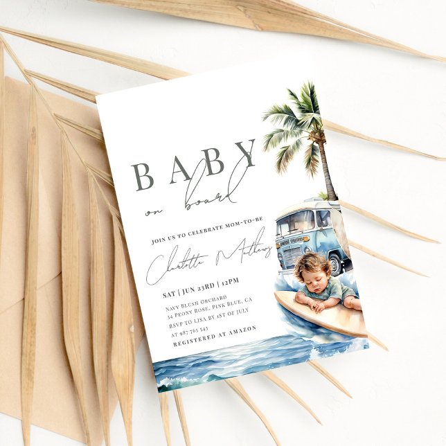 Baby på babyskor ombord, Surfa Beach Inbjudningar (Skapare uppladdad)