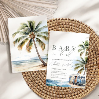 Baby på babyskor ombord, Surfa Beach Inbjudningar