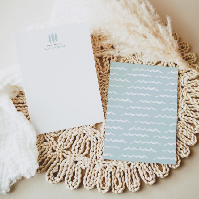 Baby på Blue Surfboard Baby Shower Tack Kort (Skapare uppladdad)