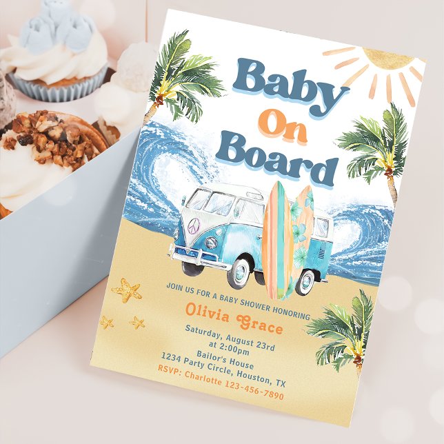 Baby på bockbabyskor för Surfa ombord Inbjudningar (Skapare uppladdad)