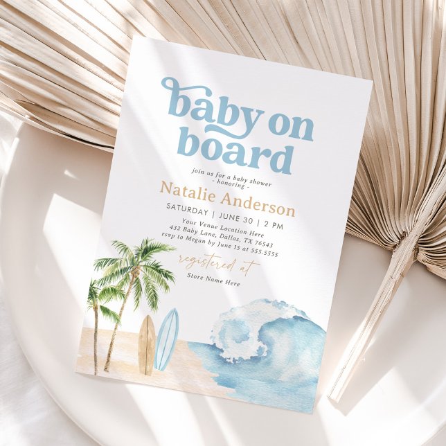 Baby på Boeach Surfa Baby Shower Inbjudningar (Skapare uppladdad)