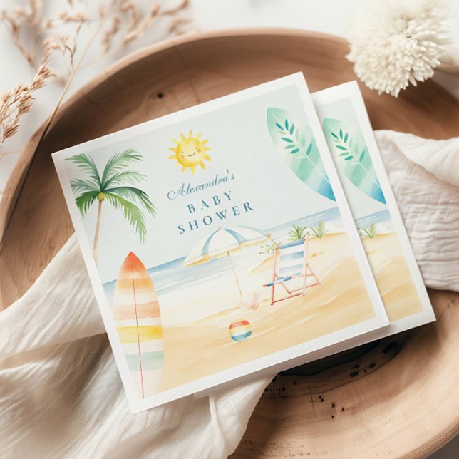 Baby på Boeach Surfa Baby Shower Pappersservett (Skapare uppladdad)