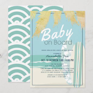 Baby på Boeach Surfa Boy Drive by Baby Shower Inbjudningar