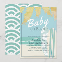 Baby på boeach Surfa Boy Virtuell Baby Shower