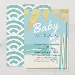 Baby på boeach Surfa Boy Virtuell Baby Shower Inbjudningar
