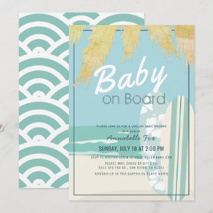 Baby på boeach Surfa Boy Virtuell Baby Shower Inbjudningar