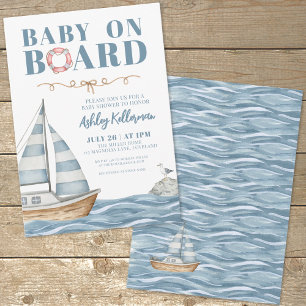 Baby På Bordet Marin Pojke Baby Shower Inbjudningar