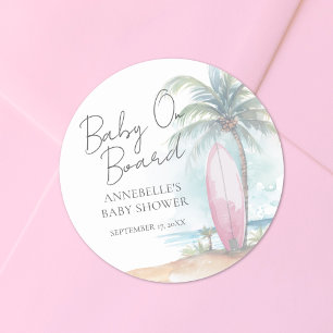 Baby På Bordet Strand Baby Shower Runt Klistermärke