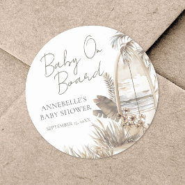 Baby På Bordet Strand Baby Shower Runt Klistermärke