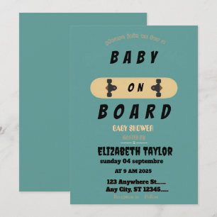 Baby på Bräda Skateboard Baby Shower fest Inbjudan