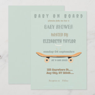 Baby på bräda Skateboard Baby Shower-fest Inbjudningar