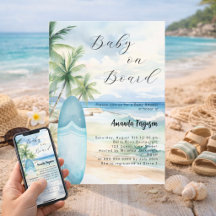 Baby på bräda surfbräda blå pojke strand Baby Show