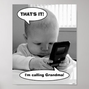 Baby på cellens Mobil Poster